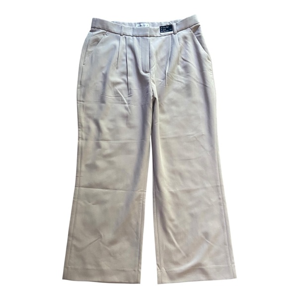NWT Abercrombie A&F Sloane Tailored Wide Leg Pant Light Taupe 34 Curve Love - Picture 4 of 16